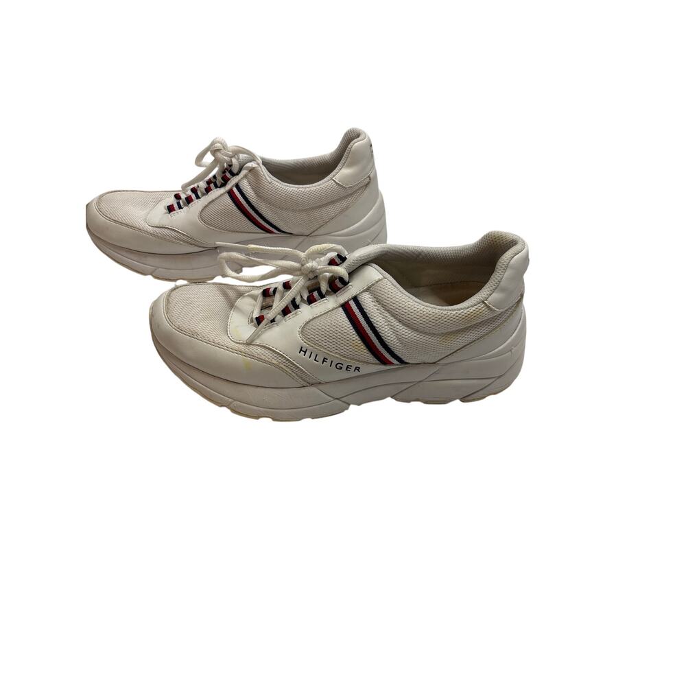 Tommy Hilfiger Women’s Sneakers Size 8.5 White Navy Red Athletic Walking Shoes